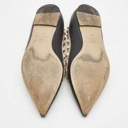 Pre Owned Valentino Black Leather Rockstud Ballet Flats Size 35