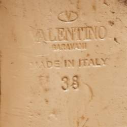 Pre Owned Valentino Brown Leather Rockstud Ballet Flats Size 38