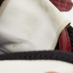 Pre Owned Valentino Red/Burgundy Leather and Suede Rockrunner Sneakers Size 37.5