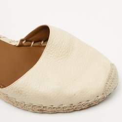 Pre Owned Valentino Cream Leather Rockstud Wedge Ankle Strap Sandals Size 39