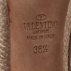 Pre Owned Valentino Metallic Bronze/Beige Leather Rockstud Pumps Size 38.5