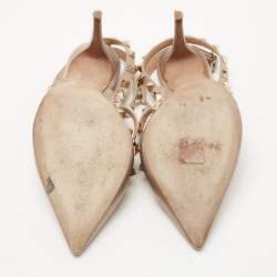 Pre Owned Valentino Metallic Bronze/Beige Leather Rockstud Pumps Size 38.5