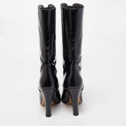 Pre Owned Valentino Black Patent Leather Knee Length Boots Size 38