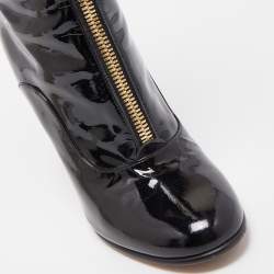 Pre Owned Valentino Black Patent Leather Knee Length Boots Size 38