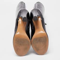 Pre Owned Valentino Black Patent Leather Knee Length Boots Size 38