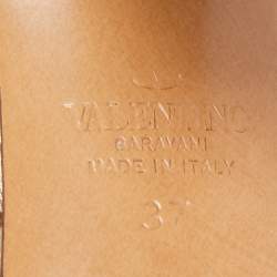 Valentino Gold Foil Leather Rockstud Strappy Block Heel Sandals Size 37