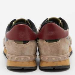 Pre Owned Valentino Multicolor Leather and Suede Rockrunner Sneakers Size 36