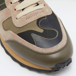 Pre Owned Valentino Multicolor Leather and Suede Rockrunner Sneakers Size 36