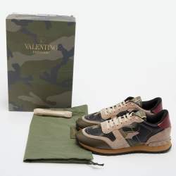 Pre Owned Valentino Multicolor Leather and Suede Rockrunner Sneakers Size 36