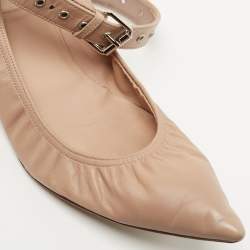 Pre Owned Valentino Beige Leather Love Latch Ballet Flats Size 41
