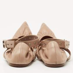 Pre Owned Valentino Beige Leather Love Latch Ballet Flats Size 41