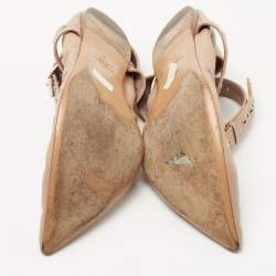 Pre Owned Valentino Beige Leather Love Latch Ballet Flats Size 41