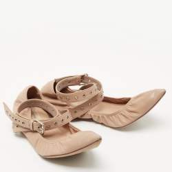 Pre Owned Valentino Beige Leather Love Latch Ballet Flats Size 41