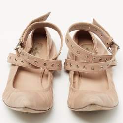 Pre Owned Valentino Beige Leather Love Latch Ballet Flats Size 41