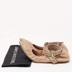 Pre Owned Valentino Beige Leather Love Latch Ballet Flats Size 41