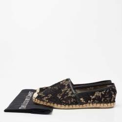 Pre Owned Valentino Black Lace Espadrille Flats Size 41