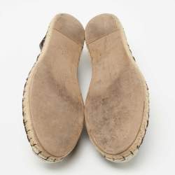 Pre Owned Valentino Black Lace Espadrille Flats Size 41