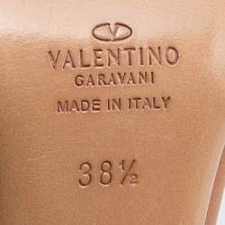 Pre Owned Valentino Beige Leather Ankle Strap Sandals Size 38.5