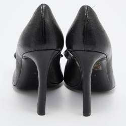 Pre Owned Valentino Black Leather Bow Peep Toe Pumps Size 38.5