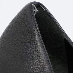 Pre Owned Valentino Black Leather Bow Peep Toe Pumps Size 38.5