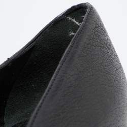 Pre Owned Valentino Black Leather Bow Peep Toe Pumps Size 38.5