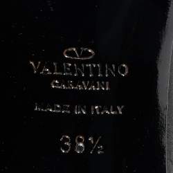 Pre Owned Valentino Black Leather Bow Peep Toe Pumps Size 38.5