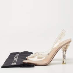 Pre Owned Valentino Transperent PVC Heel Slingback Peep Toe Sandals Size 38.5