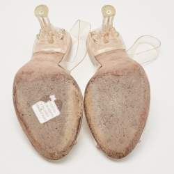 Pre Owned Valentino Transperent PVC Heel Slingback Peep Toe Sandals Size 38.5