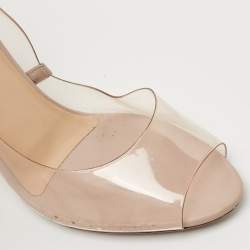 Pre Owned Valentino Transperent PVC Heel Slingback Peep Toe Sandals Size 38.5