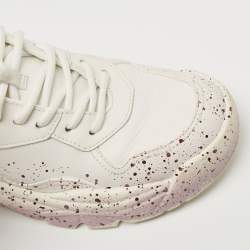 Pre Owned Valentino White/Purple Leather Gumboy Paint Splatter Sneakers Size 38.5