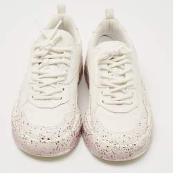 Pre Owned Valentino White/Purple Leather Gumboy Paint Splatter Sneakers Size 38.5