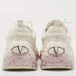 Pre Owned Valentino White/Purple Leather Gumboy Paint Splatter Sneakers Size 38.5