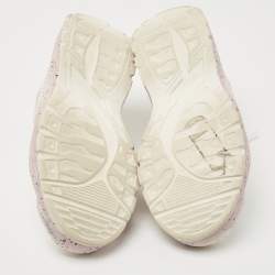 Pre Owned Valentino White/Purple Leather Gumboy Paint Splatter Sneakers Size 38.5