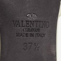 Pre Owned Valentino Black/White Leather Rockstud Cage Pumps Size 37.5