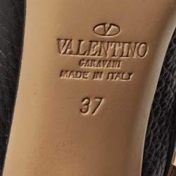 Pre Owned Valentino Black Leather Rockstud Ankle Strap Pumps Size 37