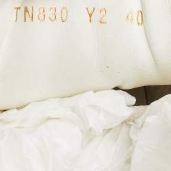 Pre Owned Valentino White/Gold Leather Rockstud Low Top Open Sneakers Size 40