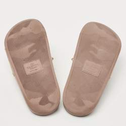 Pre Owned Valentino Beige Rubber Rockstud Slide Flats Size 37