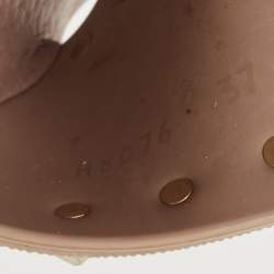 Pre Owned Valentino Beige Rubber Rockstud Slide Flats Size 37