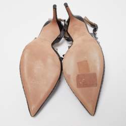 Pre Owned Valentino Black Watersnake Leather and Leather Rockstud Pumps Size 39