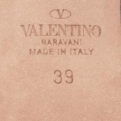 Pre Owned Valentino Black Watersnake Leather and Leather Rockstud Pumps Size 39