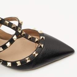 Pre Owned Valentino Black Leather Rockstud Pumps Size 38
