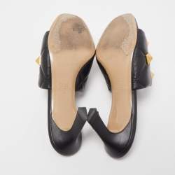 Pre Owned Valentino Black Leather Roman Stud Sandals Size 37