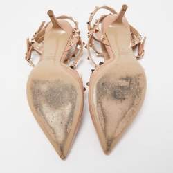 Pre Owned Valentino Pink Leather Rockstud Pumps Size 37