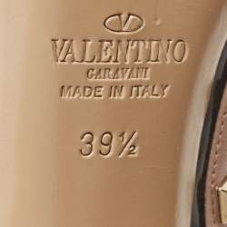 Pre Owned Valentino Black/Pink Patent and Leather Rockstud Caged Pumps Size 39.5