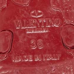 Pre Owned Valentino Burgundy Jelly Bow Rockstud Thong Flats Size 36