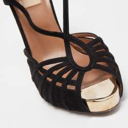 Pre Owned Valentino Black Suede Strappy Sandals Size 39 
