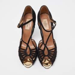 Pre Owned Valentino Black Suede Strappy Sandals Size 39 