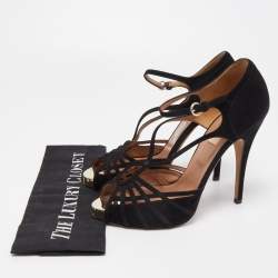 Pre Owned Valentino Black Suede Strappy Sandals Size 39 