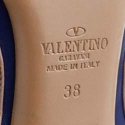 Pre Owned Valentino Blue/Pink Leather Rockstud Pointed Toe Ankle Strap Pumps Size 38