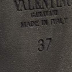 Pre Owned Valentino Black Leather Rockstud Ankle Strap Pumps Size 37